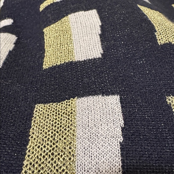 Ann Taylor Navy Blue Tricolor Lattice Knit Sweater - Picture 6 of 6